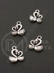 Pandantiv metalic lebede 13x15mm culoare argintie 1 pachet 10 buc 306325