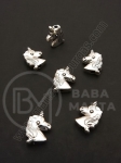 Margele metalice unicorni 9x12mm, culoare argintie, 1 pachet, 10 buc. 306454