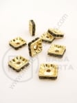 Pătrat 10x10x3mm cu cristale negre aurii 10 buc 301409