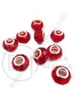 Mărgele de sticlă 14x8mm, metal roșu, alb, gaură 5mm, 1 pachet, 5 buc. 309072