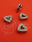 Inimă pentru înșirat cristal metalic 12mm gaură 8mm 1buc 309317