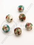 Mărgele metalice 8mm Cloisonne pictate în amestec 5 buc 309252