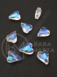 Inimă cristal 13x10x6mm imitație Swarovski efect AB transparent 1 pachet 5 buc 335386