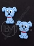 Mărgele silicon dog 28x25x7.5mm gaură albastră 2mm 1 buc 317004