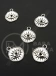 Pandantiv metalic cu ochi 15x13mm, culoare argintie, 1 pachet, 20 buc. 306522