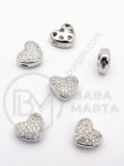 Mărgele inimă 8x9x4mm cu zirconii forjat, orificiu 0.8mm, 1 bucată 305292
