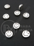 Mărgele metallice smile 10x3.5mm color argintie 1 pachet 10 buc 306262