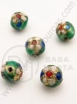 Mărgele metalice 10mm Cloisonne vopsit în verde 5 buc 309255