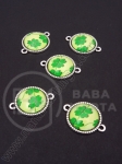 Element metalic cu cabochon de sticlă trifoi 25x18.5mm argintiu 1 pachet 5 buc 307160