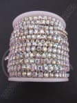 Panglică metalică argintie cu crystale cameleon SS 14 -3mm 1 meter 151745