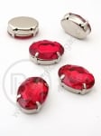 Piatră de sticlă (cristal) 13x18mm roșie în cutie metalică 1 pachet 2 buc 151531