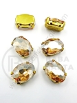Glass stone (cristal) 14x10x6.5mm aurie în coș metalic 1 pachet 4 buc 151764