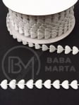 Panglică de satin 9,5 mm albă cu inimioare, 1 pack, 5 meters, 451320