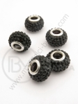 Mărgele 14x9mm cu cristale negre gaură 5mm 1 buc 309413