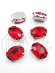 Placă de sticlă (cristal) 14x10x6.5mm roșu în coș metalic 1 pachet 4 buc 151758
