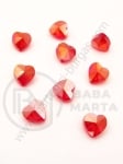 Inimă cristal 10x10x7mm Swarovski imitație efect roșu AB 1 pachet 5 bucăți 335394