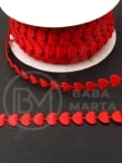 Panglică de satin 9,5 mm rouja cu inimioare, 1 pack, 5 meters, 451321