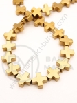 Cruce din hematit 10x10x4mm, aur, nemagnetic, gaură 1mm ~40 buc. 1 buc. 352312