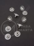 Dop de cercei din silicon 11x7mm, culoare argintie metalică, 1 pachet, 30 buc. 301481