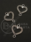 Element de conectare inimă 19x16mm color argintie 1 pachet 10 buc 306442