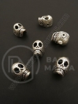 Mărgele metallice cu craniu 11x10x15mm argintiu 1 pachet 5 buc 306478