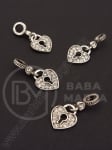 Pandantiv metalic cristal 25x12mm culoare argintie 1 buc 307034