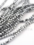 Hematit 3x3mm nemagnetic, culoare argintie, gaură 1mm ~150 buc ~40cm 1 greutate 352675