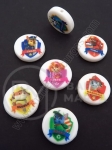 Mărgele din plastic 15x4mm albe cu imagine 1 pachet 5 buc 312735