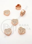 Margele inimă 9x9.5x4mm cu zirconii forjat 1 bucată 305267