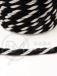 Sfoară de polyester rasucită 5mm neagra cu albă 1 metru 441304
