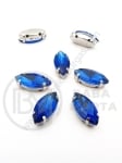 Glass stone (cristal) 15x7x5mm albastră în coș metalic 1 pachet 4 buc 151740