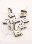 Pătrat 8x8x3mm cu crystale violet dark, alb, 10 buc. 301419