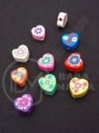 Mărgele FIMO cu inimă 8~11x8~10x4~5mm, gaură mixtă 1.5mm, 1 pachet, 10 buc. 312704