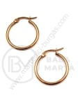 Cercei rotunzi din OȚEL 25x2mm color auriu roz 1 pereche 281395