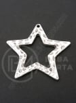 Pandantiv metalic 44x47mm culoare argintie gaură 2mm 1 buc 307751