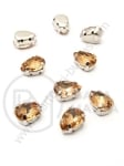 Piatră de sticlă (cristal) 8x10mm aurie în cutie metalică 1 pachet 4 bucăți 151634