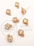Pandantiv metalic cu zirconiu 9x7x5mm culoare aurie 1 pachet 5 buc 335455