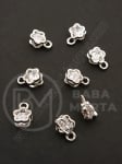 Pandantiv metalic floare cu zirconiu 10x7x5mm culoare argintie 1 pachet 5 buc 335452