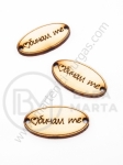 Oval din lemn cu inscripție 32x17mm hole 3mm 1 pack 10 pcs 181635