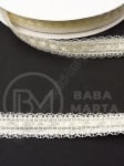 Panglică de satin ecru cu dantelă albă 15mm 1 pachet 5 metri 451323