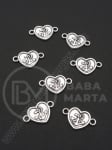 Inimă metalică cu ancoră 22x14mm color argintie 1 pachet 10 buc 306112