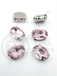 Glass stone (cristal) 14x10x6.5mm roz în coș metalic 1 pachet 4 buc 151757