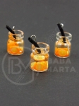 Pendant sticla borcan 14x10mm cu cocktail de fructe 1 pachet 2 bucati 335532