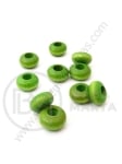 Șaibă de lemn 13~14 x ~7mm verde open hole 5.5mm 1 pachet 50 buc 321199