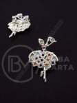 Broșă metalică cu cristal 1 pachet 10 bucăți 106083