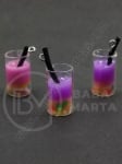 Pendant sticla cup 18x12mm, cocktail de fructe, gaura 2mm, 1 pachet, 2 buc. 335893