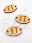 Țiglă de lemn 25x16x3mm litera <b>P</b> gaură 2.5mm 1 pachet 10buc 182255