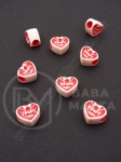 Inimă 13x10x8mm rouma cu alb 1 pachet 40g ~70 buc 312196