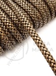 Piele impletita neagra cu banda plata maro 9.5x4.5mm 1 meter 421210