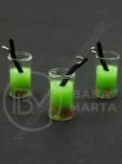 Pendant sticla cup 18x12mm, cocktail de fructe, gaura 2mm, 1 pachet, 2 buc. 335894
